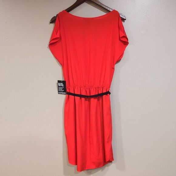 Express Red Mini Dress with belt NWT Size Medium - Picture 5 of 12